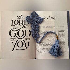 Handcrafted Blue Cross Bookmark✝️💕